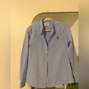 Ami Light Blue Shirt with Red Logo
